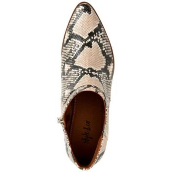 STYLE & COMPANY Womens Beige Snake Notch At Side Vidyaa Block Heel Booties 7.5 M - Picture 3 of 5